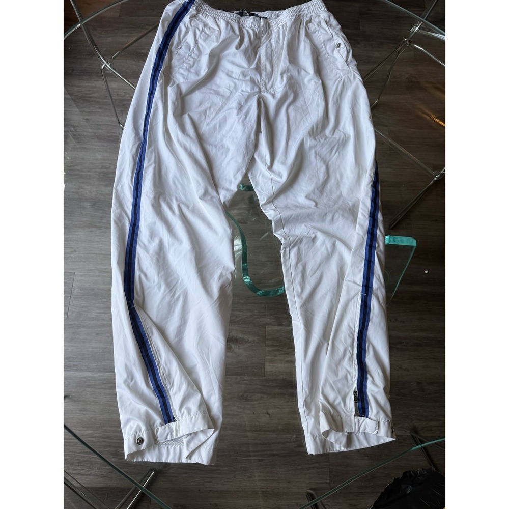 Vintage Polo Ralph Lauren Track Pants Mens Large White Windbreaker Blue Stripe
